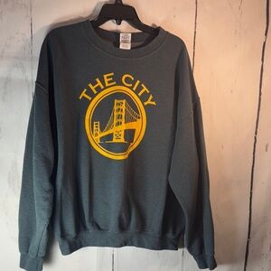 Gildan Men's Crewneck Sweater - Gray with Yellow Graphic